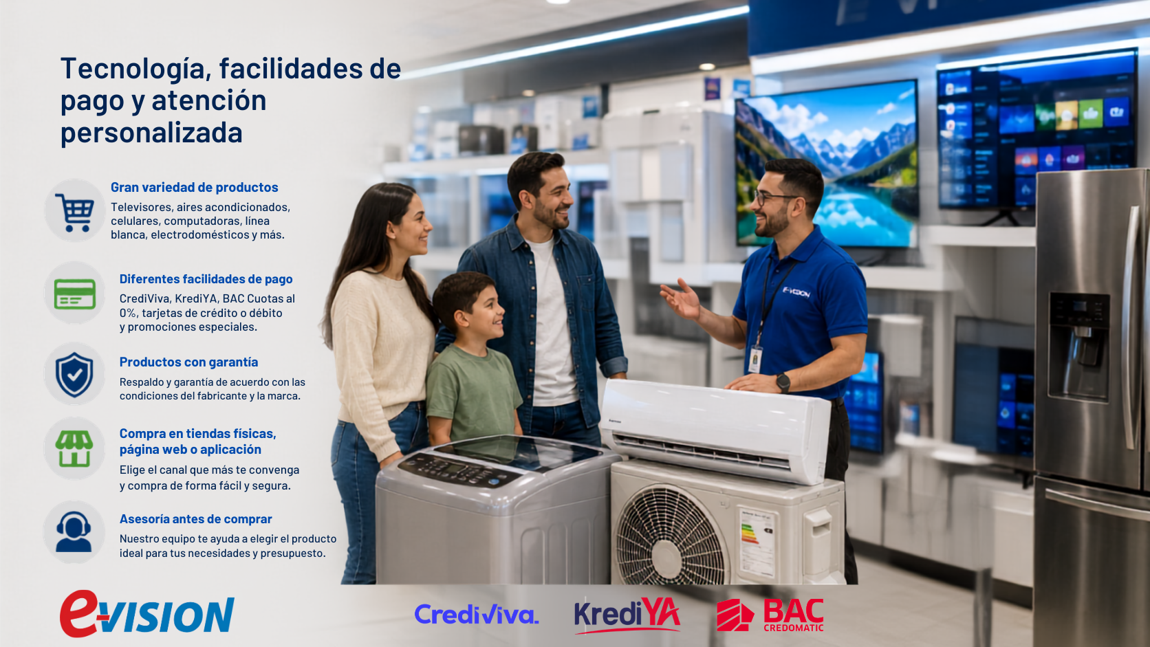 ¿Por qué comprar en E-Vision? Tecnología, facilidades de pago y atención personalizada